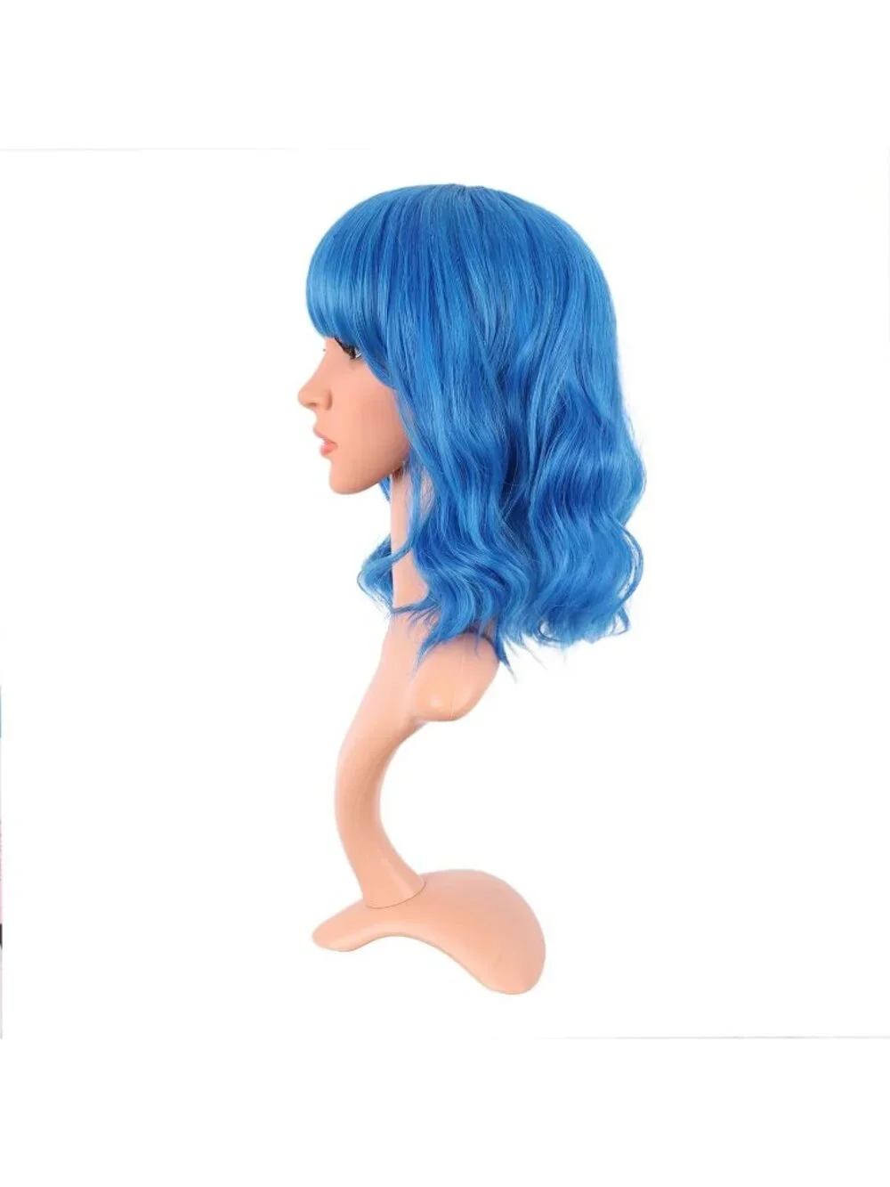 Women's Light Blue 14 Inch Fresh Bright Synthetic Ordinary Short Wavy Curly Wigs